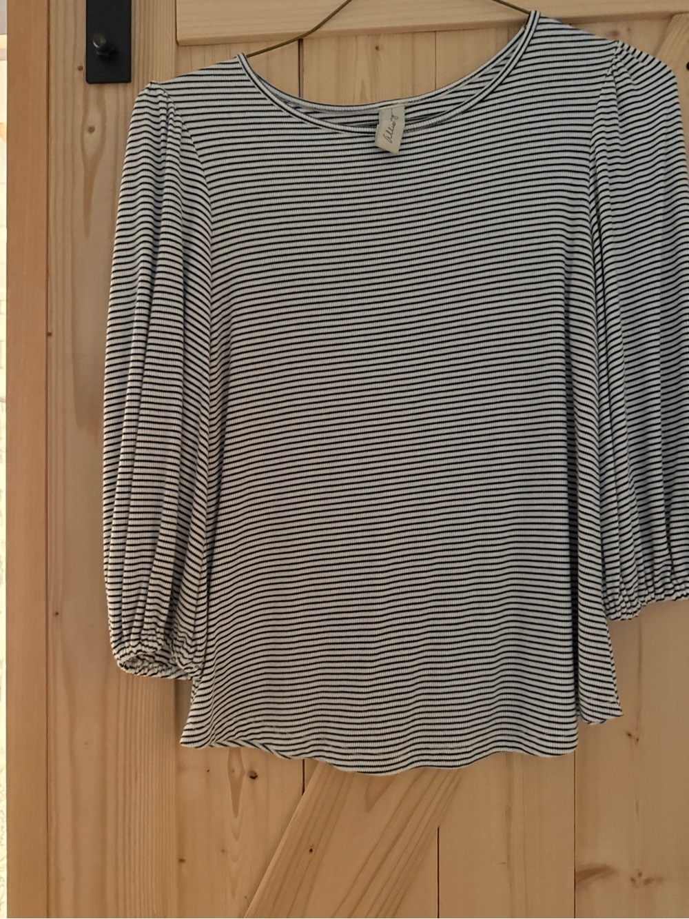 Alison joy Striped Long Sleeve Crewneck Top in Black and White